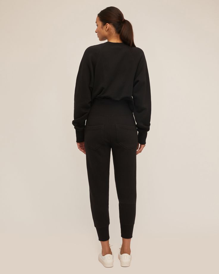 With its exaggerated high ribbed waistband, our So High Waisted Sweatpants is as flattering as you can get in lounge bottoms. Pair them with your favorite crop top or for an additional styling option, fold the extra high waist band down. High-waist fit Ribbed trim at waistband and hem Functional front slant pockets French Terry loop-back interior Inseam: 27” on size 2 100% Cotton Model is 5'10 and wearing a size S. This style runs true to size. We would recommend taking your regular size. Black Bottoms With Ribbed Waistband For Fall, Fitted Sweatpants With Ribbed Waistband For Lounging, Chic Cropped Ribbed Bottoms, Sporty High-waist Sweatpants For Fall, Chic Relaxed Fit Sweatpants With Ribbed Waistband, Chic Sweatpants With Ribbed Waistband And Relaxed Fit, Lounging Bottoms With Ribbed Cuffs And Tapered Leg, Tapered Leg Lounge Bottoms With Ribbed Cuffs, Sporty Fitted Cropped Bottoms