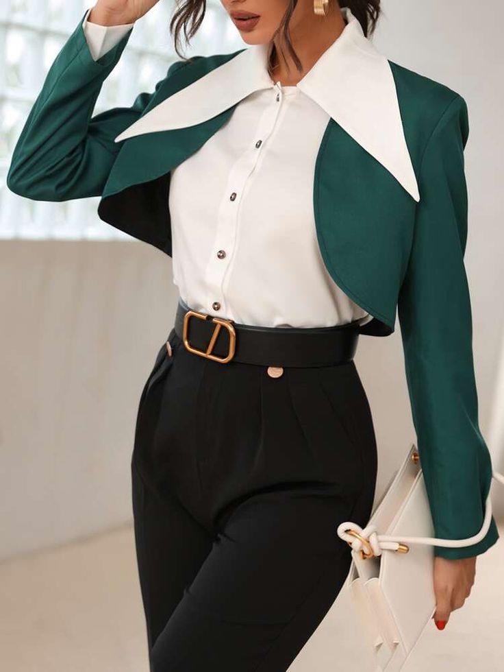 Women Suits Prom, Women Suits Prom Classy, Statement Collar, Vogue Dress, Fashion Royalty, Mode Inspo, Professional Outfits, Collar Blouse, Business Casual Outfits