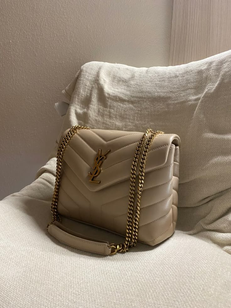 Ysl Bags 2022, Ysl New Bag, Ysl Beige Bag, Ysl Bag Beige, Beige Designer Bag, Beige Ysl Bag, Ysl Loulou Bag Outfit, Loulou Ysl Bag, Ysl Bag Aesthetic