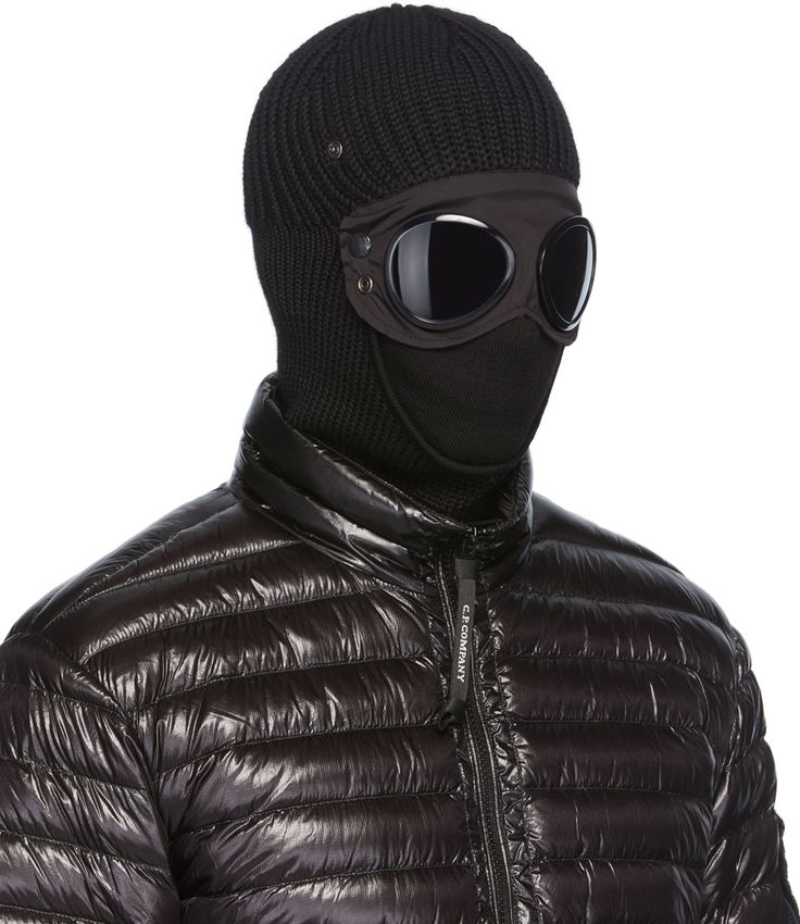 Rib knit wool balaclava in black. Integrated acetate lenses in black featuring press-stud fastening at front. Face masks and face coverings are final sale and are not eligible for return or exchange. Supplier color: Black Ski Mask Fashion, Men's Balaclava, Face Mask Men, Cyberpunk Clothes, Walk In Closet Design, Nike Gear, Black Face Mask, Mask Ideas, Concept Clothing