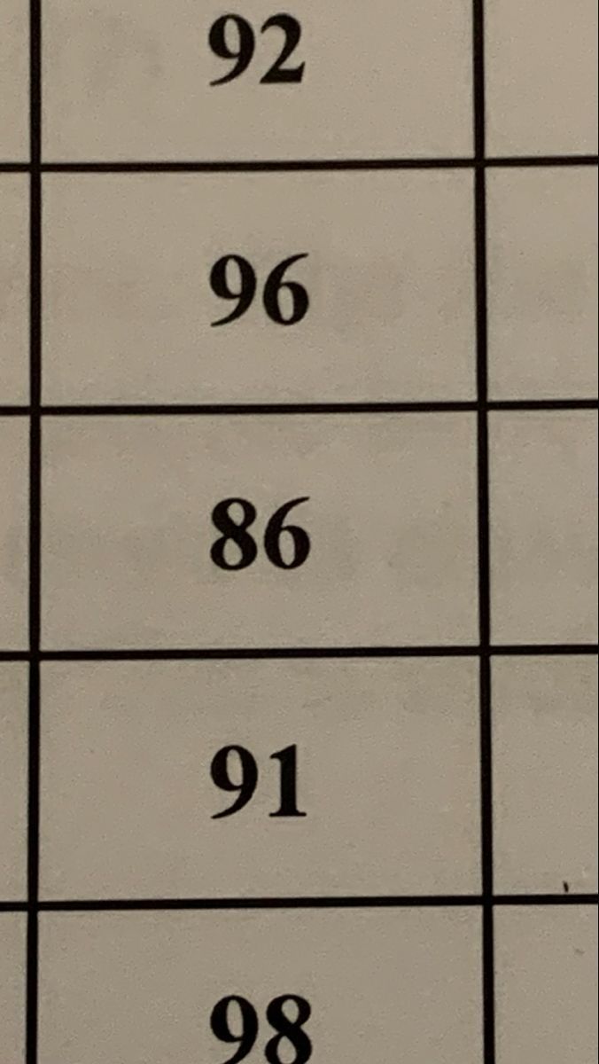 the numbers are arranged in rows on a table