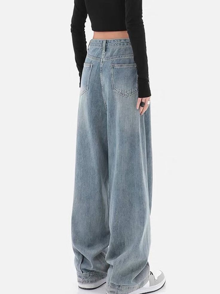 Harajuku Jeans, Cargo Pants Baggy, Baggy Streetwear, Denim Cargo Pants, Pants Baggy, Streetwear Jeans, Oversized Jeans, Jeans Wide, Long Trousers