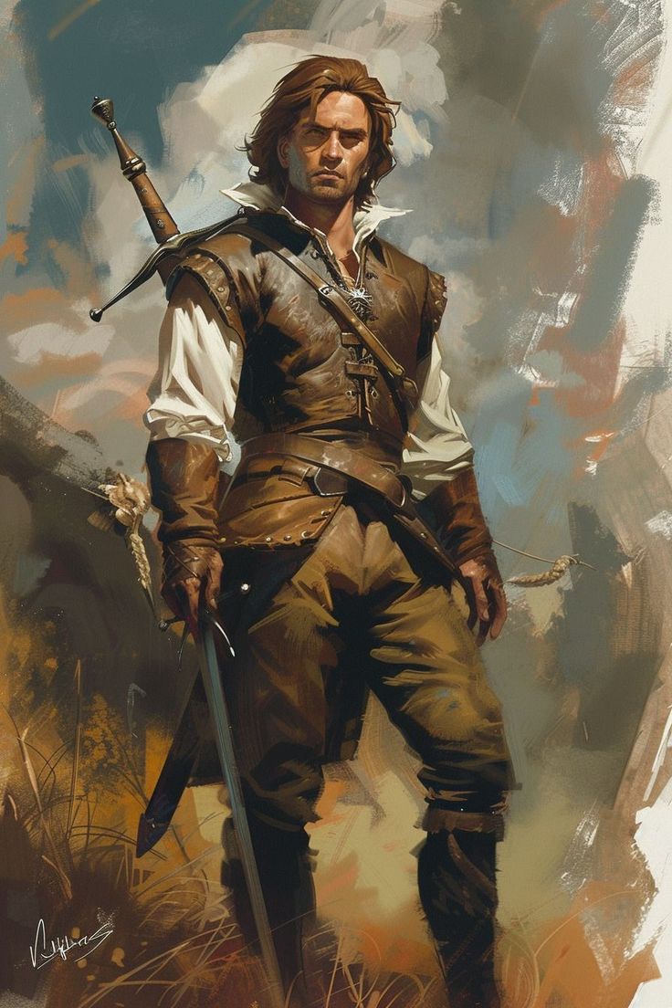 Explorer Fantasy Art, Fantasy Npc Art, Adventurer Fantasy Art, Dnd Fighter Art, Male Warrior Fantasy Art, Male Dnd Character Design, Fighter Character Art, Fantasy Soldier, Fantasy Fighter