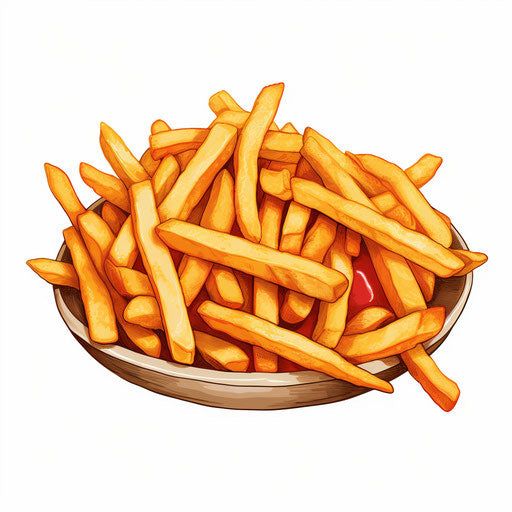 Fries Clipart in Oil Painting Style Illustration: 4K Vector & PNG French Fries Clipart, Fries Illustration, Fries Clipart, Food Magnets, Illustration Minimal, Custom Trophies, Simple Object, Cute Food Drawings, Food Stickers