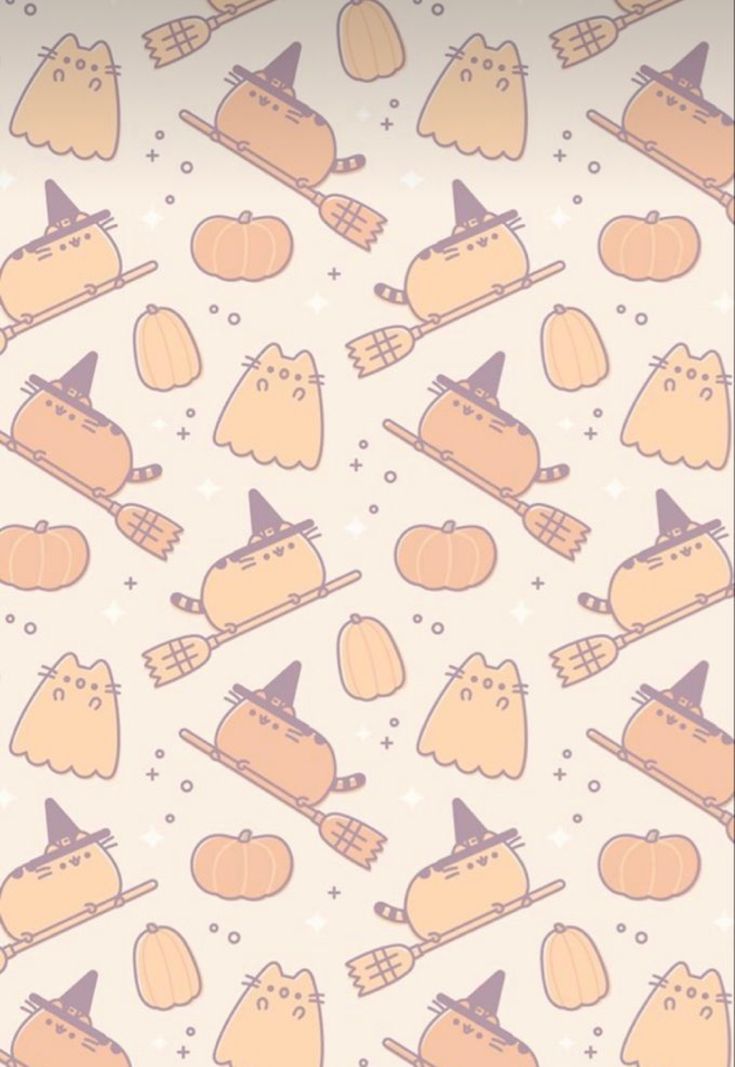 a pattern with cats and pumpkins on it