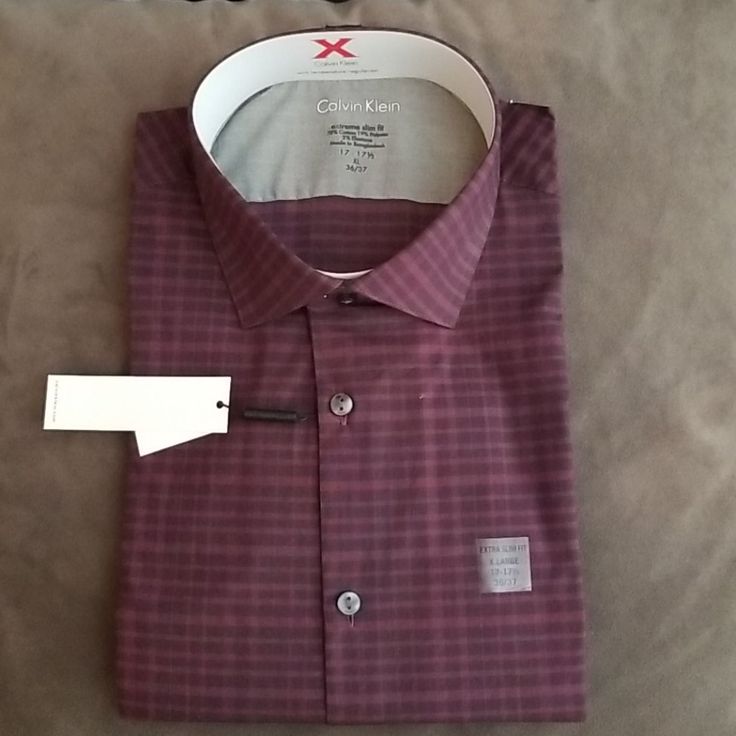 Nwt - Long Sleeve Calvin Klein Shirt With Temperature Regulation. Extreme Slim Fit. Size 17 - 17 1/2 Xl 36/37. The Color Is A Beautiful Burgundy. It Is A Bit Darker Than In The Pictures. Calvin Klein Formal Collared Shirt, Calvin Klein Casual Shirt With Spread Collar, Casual Calvin Klein Shirt With Spread Collar, Fitted Calvin Klein Cotton Shirt, Calvin Klein Cotton Shirt With Spread Collar, Calvin Klein Cotton Formal Shirt, Calvin Klein Formal Cotton Shirt, Calvin Klein Cotton Shirt For Business Casual, Calvin Klein Formal Long Sleeve Shirt