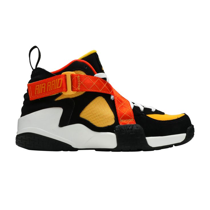 Find NIKE Air Raid 'roswell Raygun on Editorialist. The Nike Air Raid ‘Roswell Raygun’ updates the 1992 outdoor hoops shoe with a colorful design theme inspired by a Nike Basketball promotional campaign from 2002. The cross-strapped silhouette is dressed in the signature colors of the fictional ABA team known as the Roswell Rayguns, featuring an orange mesh base with contrasting black nubuck overlays. An emerald Rayguns basketball graphic adorns the woven tongue tag, while the shoe’s unofficial Nike Throwback Basketball Shoes For Streetwear, Retro Low-top Basketball Shoes With Abzorb Midsole, Throwback Low-top Jordan Shoes For Basketball, Throwback Jordan Shoes For Streetwear, Nike Throwback Custom Sneakers For Sports, Nike Mid-top Throwback Basketball Shoes, Throwback Nike High-top Sneakers, Retro High-top Jordan Shoes For Streetwear, Throwback High-top Basketball Shoes For Light Sports