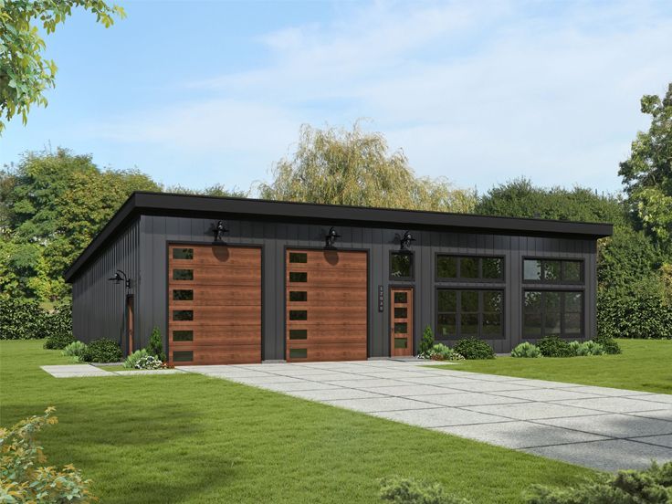 a two car garage is shown in this computer rendering