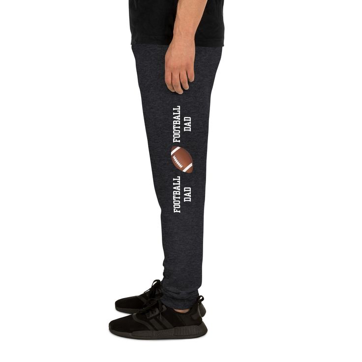 Football Dad | Unisex Joggers Cotton Joggers For Workout During Sports Season, Black Joggers With Letter Print For The Gym, Black Letter Print Joggers For Gym, Black Letter Print Sweatpants For Gym, Athleisure Joggers With Letter Print And Relaxed Fit, Black Cotton Sweatpants For Workout, Black Athleisure Joggers With Comfort Waistband, Black Go-dry Joggers For Workout, Black Sweatpants With Comfort Waistband For Gym