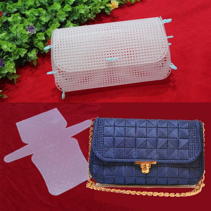 three different purses are shown on a red carpet and one is made out of plastic