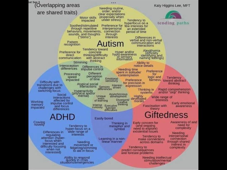 ASD/ADHD/Giftedness Venn diagram - The Chat Board - The Well-Trained Mind Community Gifted Adults, Tracker Ideas, Awareness Quotes, Behavior Analysis, Vie Motivation, Spectrum Disorder, Mental And Emotional Health, Psychology Facts, Mood Tracker