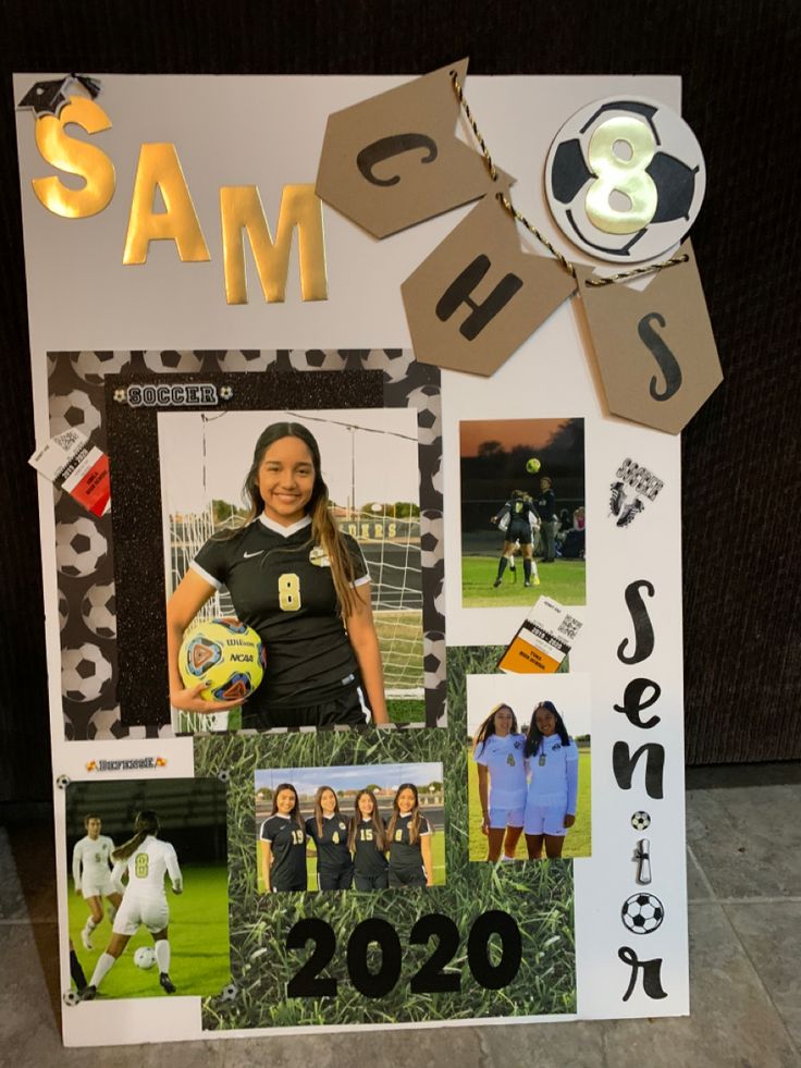 a collage of photos and words on a board with the word sam written in gold