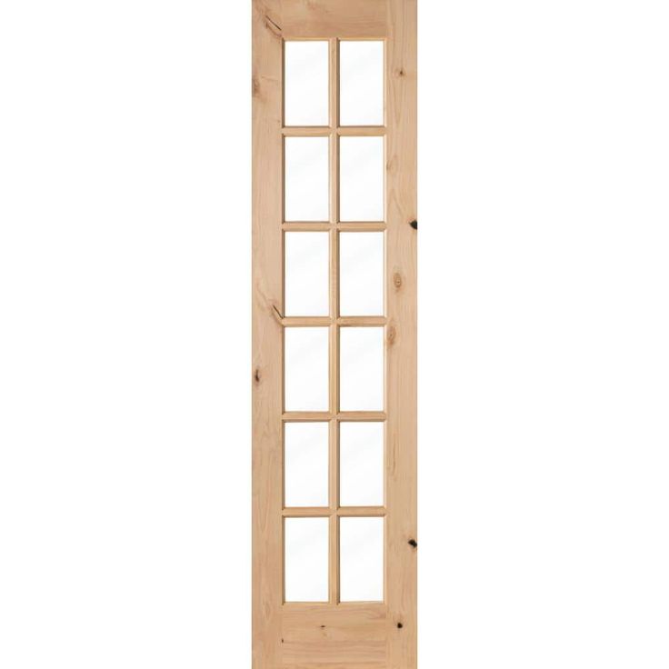 a wooden door with glass panels on the top and bottom panel, in front of a white background