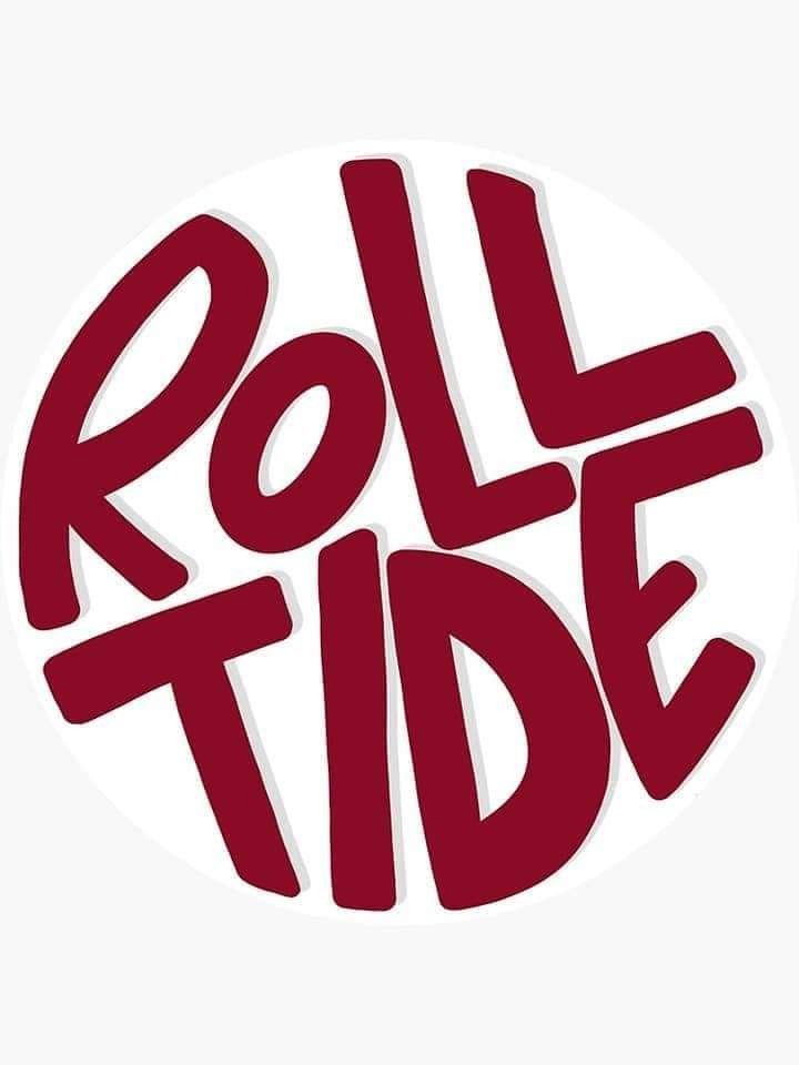 the word roll tide written in red on a white background