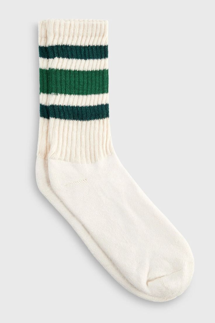 Classic Stripe Sock - Forest/Green – JOAH BROWN® Los Angeles Streetwear, Streetwear Essentials, Joah Brown, Fit Womens, Crew Sock, Striped Socks, Long Sleeve Sweatshirts, Crew Socks, Medium Weight