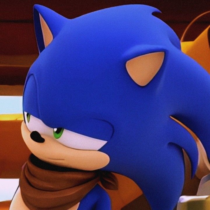 sonic the hedgehog is wearing a scarf and looking at something in front of him