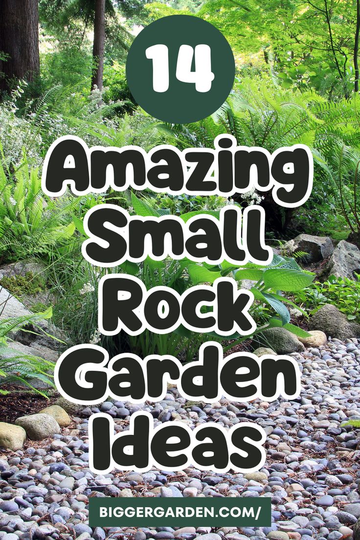 the words amazing small rock garden ideas on top of rocks in front of trees and bushes