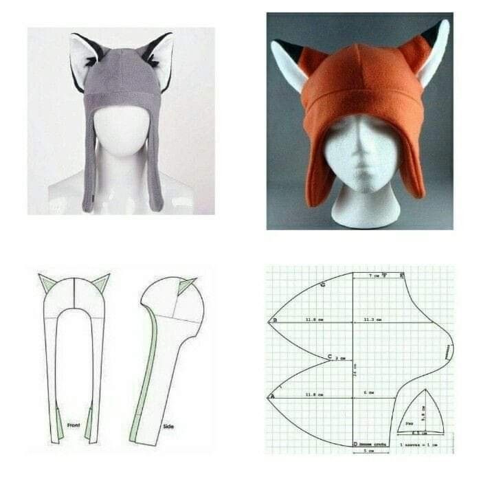 three different hats are shown on top of a mannequin head and the bottom one has an animal's ears