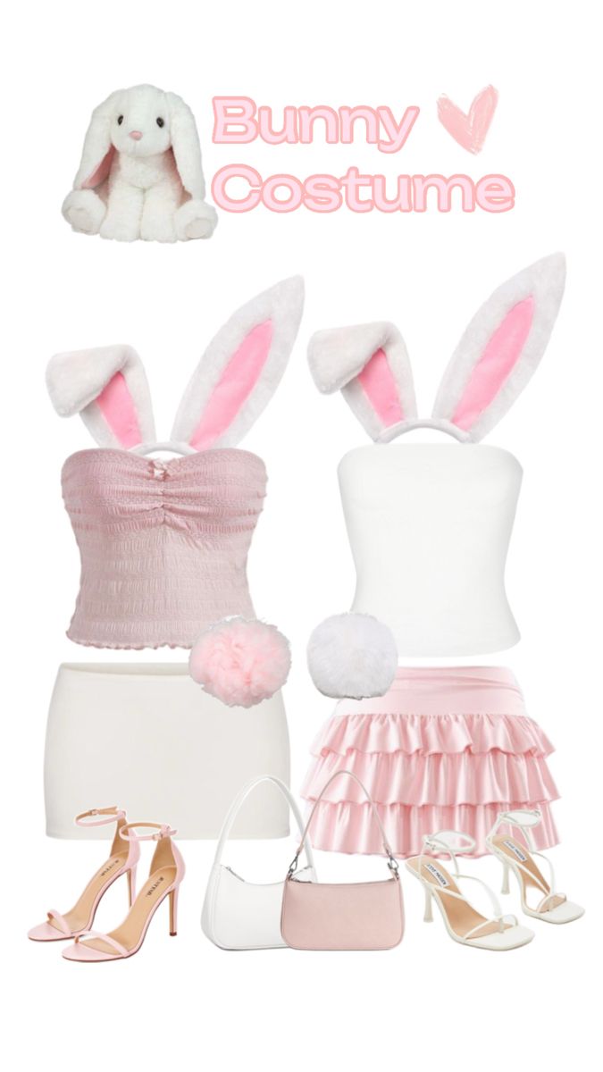 Costume Renfest Outfit, Halloween Bunny Costume, Bunny Costume Halloween, Girls Bunny Costume, Halloween Fits, Bunny Halloween Costume, Duo Costumes, Pretty Halloween Costumes, Duo Halloween Costumes