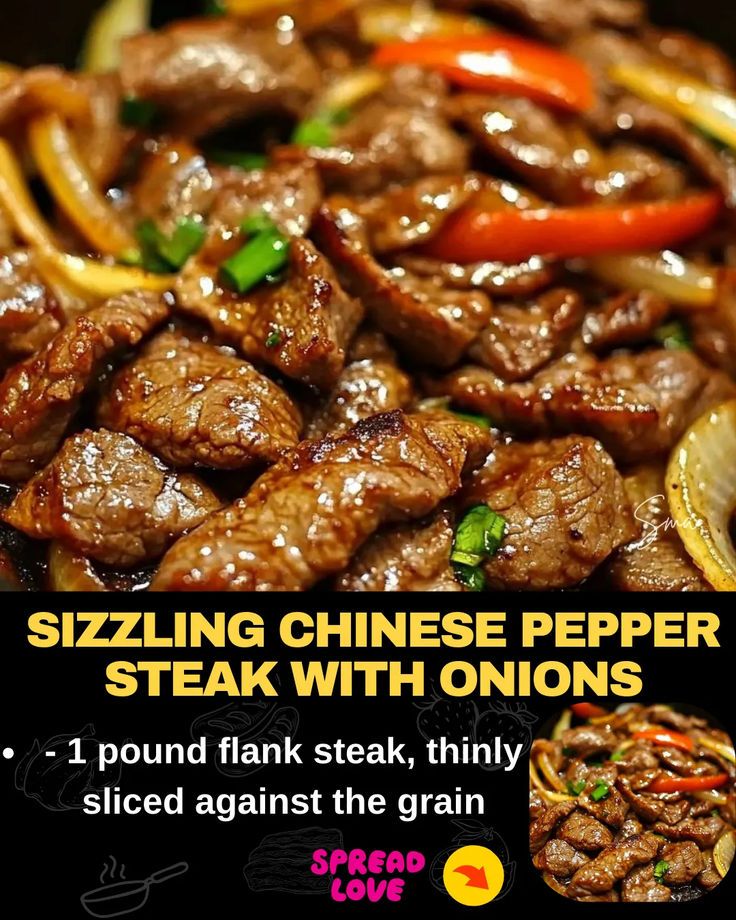 Sizzling Chinese Pepper Steak with Onions Chinese Pepper Steak With Onions Recipe, Sizzling Beef Recipe, Pepper Steak With Onions, Pepper Steak Recipe Easy, Peper Steak, Beef Pepper Steak, Pepper Steak And Onions, Steak With Onions, Sizzle Steak Recipes