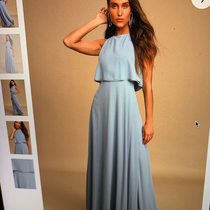 Brand New , Beautiful Formal Gown. Nwt Light Blue Color, Fully Lined Blue Sleeveless Dress For Spring Wedding, Blue Sleeveless Wedding Dress For Spring, Light Blue Sleeveless Evening Maxi Dress, Light Blue Sleeveless Maxi Dress For Evening, Blue Sleeveless Bridesmaid Dress, Light Blue Sleeveless Maxi Dress For Bridesmaid, Light Blue Flowy Sleeveless Maxi Dress, Blue Flowy Maxi Dress For Bridesmaids, Flowy Light Blue Sleeveless Maxi Dress