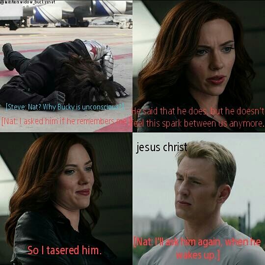 the avengers movie scene with captain america and black widow in different ways, one is lying on the ground