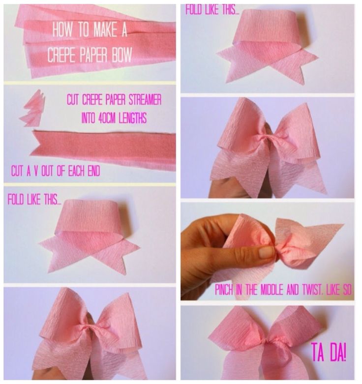 how to make a ribbon bow out of crepe paper - step by step