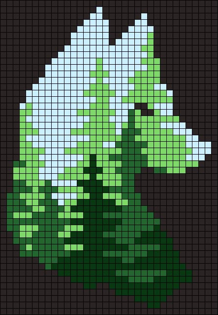 a cross stitch pattern with trees and clouds in the background