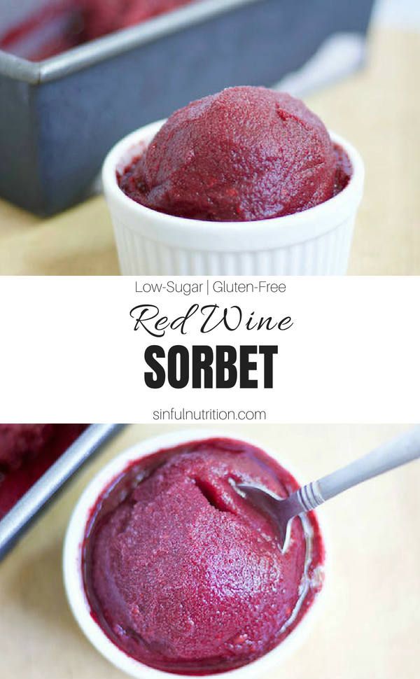 red wine sorbet in a bowl with a spoon