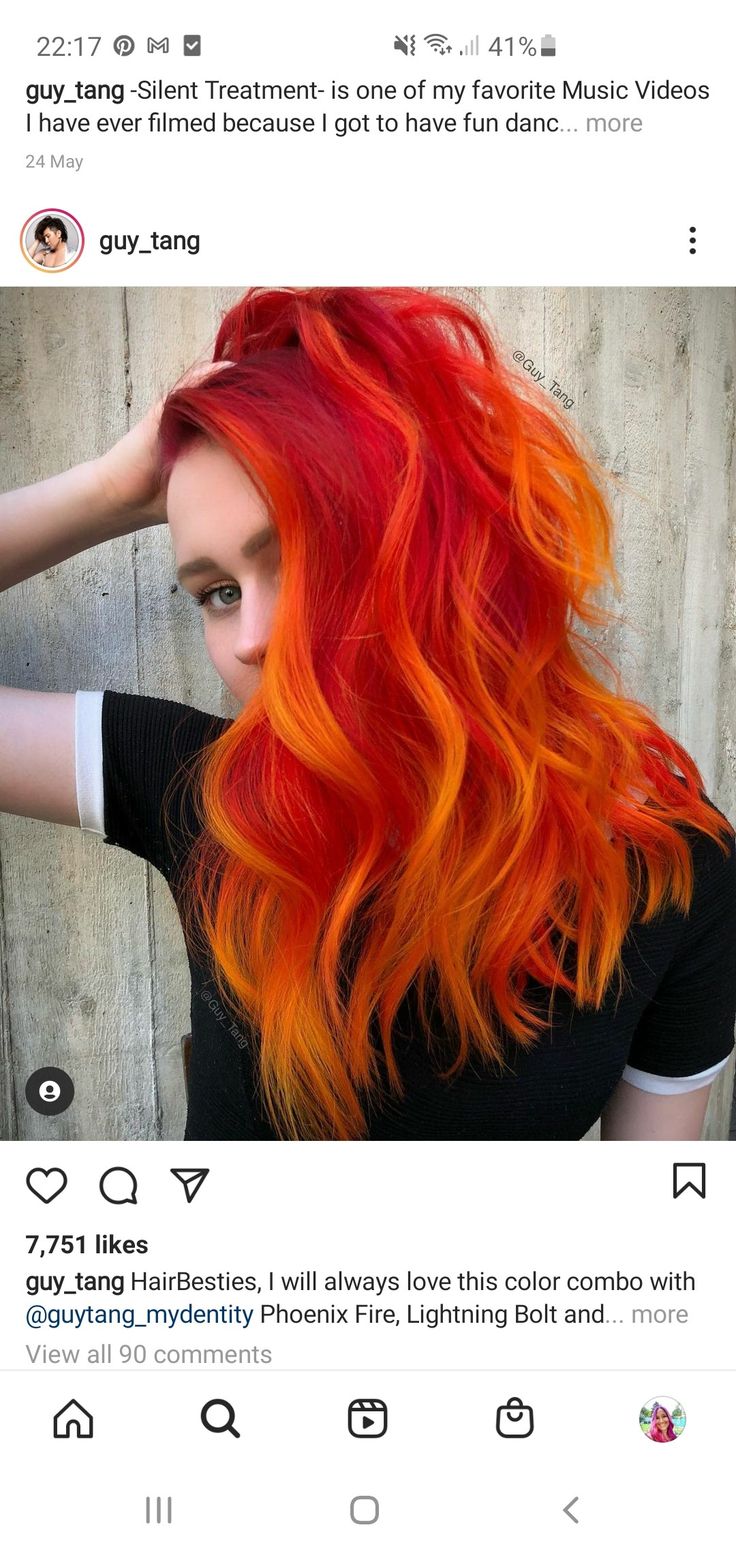 Orange And Red Hair, Lightning Bolt Hair, Flame Hair, Cheveux Oranges, Dyed Hair Ombre, Sunset Hair, Dyed Hair Blue, Dyed Hair Pastel, Fire Hair