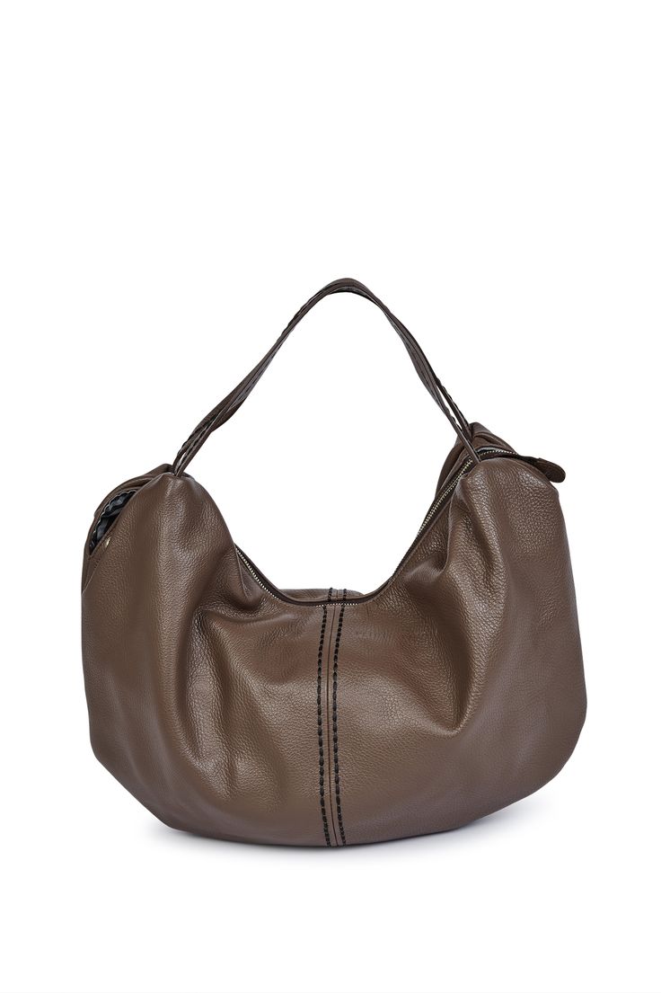 Soft Pebbled Leather Bucket Bag Tote, Textured Leather Hobo Tote Bag, Brown Top Handle Shoulder Bag With Gunmetal Hardware, Versatile Leather Hobo Bag With Double Handle, On-the-go Pebbled Leather Shoulder Bag, Brown Pebbled Leather Hobo Bag, Textured Leather Hobo Shoulder Bag, Brown Pebbled Leather Hobo Bag For Everyday, Soft Pebbled Leather Hobo Bag With Double Handle