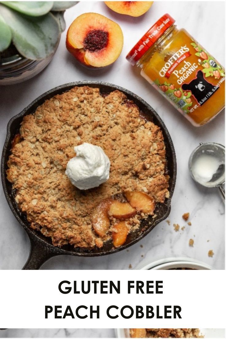 Indulge in a Gluten-Free Peach Cobbler made with our Peach Premium Fruit Spread. This delicious dessert is a crowd-pleaser for those with dietary restrictions, offering the perfect balance of sweetness and flavor. Gluten Free Peach Crisp, Gluten Free Peach Cobbler, Peach Filling, Fruit Spread, Strawberry Rhubarb Crisp, Peach Crisp, Lemon Bread, Dessert Options, Oats Recipes