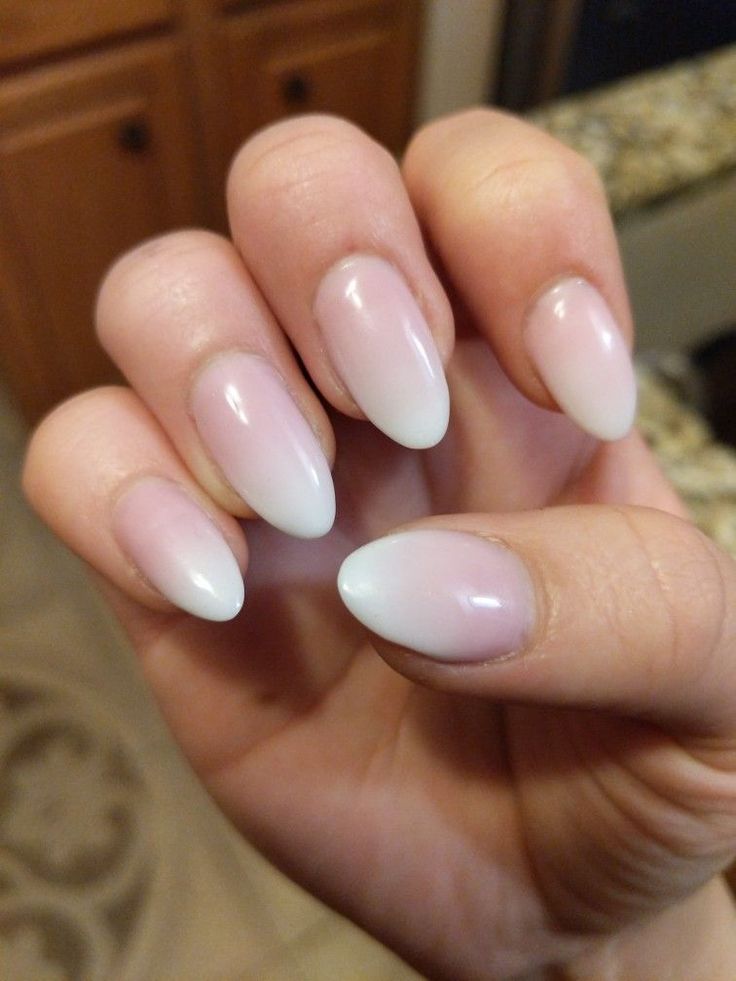 Almond shape-French Ombre French Ombre Nails Almond Wedding, Nails Ombre Almond Shape, French Tip Nails Ombre Faded, Bridal Nails Almond Shape Ombre, Ombre French Nails Almond Shape, French Ombre Nails Round, Ombre Nails Oval Shape, Round Ombre Acrylic Nails, Almond Nails Ombre French