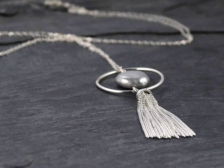 Freshwater Pearl Necklace 32 Necklace, Grey Pearl Earrings, Long Necklace Boho, Mothers Day Gifts From Daughter, Green Hues, Freshwater Pearl Necklace, Sterling Jewelry, June Birthstone, Statement Necklaces