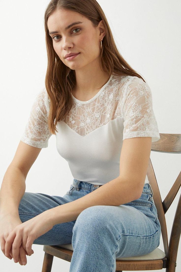 Cami or blouse? Shirt or bodysuit? Whatever you're after, our women's tops have you covered for every event in the social calendar. From casual fits to elevated styles for special occasions, we make it easy to nail the 'jeans and a nice top' look. Think puff sleeves, pretty prints, wrap silhouettes and so much more.Style: Lace Short Sleeve Insert Top Length: Approx. 64cm Fit: Regular Ideal for: DaywearDesign: Lace Make-up & Fragrance: Primer (Yves Saint Laurent, Touche Eclat Blur Primer 30ml), Foundation (Estée Lauder, Double Wear Stay in Place Foundation SPF10), Bronzer (Benefit, Hoola Matte Powder Bronzer), Blusher (Benefit, Wanderful World Blushes Starlaa Rosy Bronze Powder Blusher), Setting Spray (Urban Decay, All Nighter Setting Spray 118ml), Fragrance (Ghost The Fragrance Eau De Toil All Nighter Setting Spray, Estée Lauder Double Wear, Benefit Hoola, Social Calendar, Touche Eclat, Urban Decay All Nighter, Powder Bronzer, All Nighter, Matte Powder