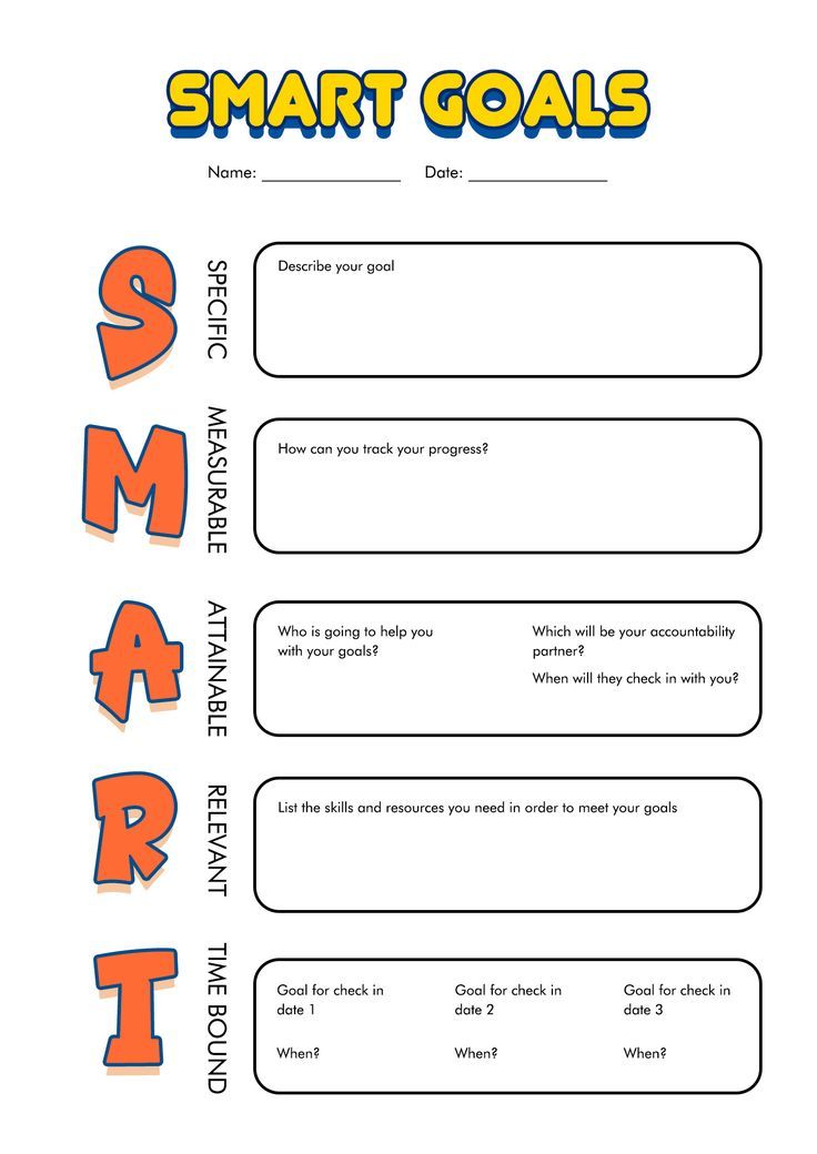 the smart goal worksheet for students to learn how to use it in their classroom