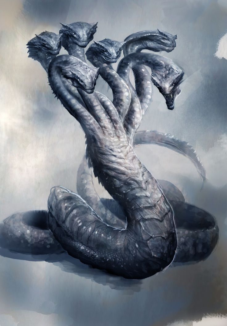 an artistic painting of two snakes in the air with their heads touching each other's necks