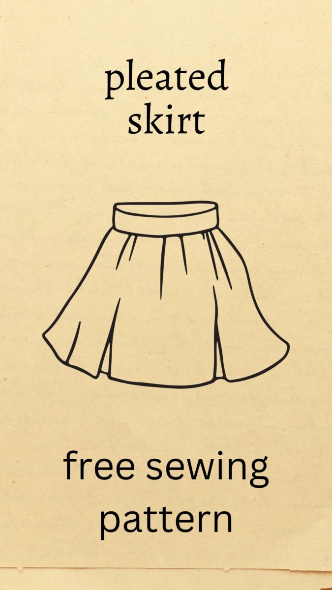 a drawing of a skirt with the words pleated skirt free sewing pattern