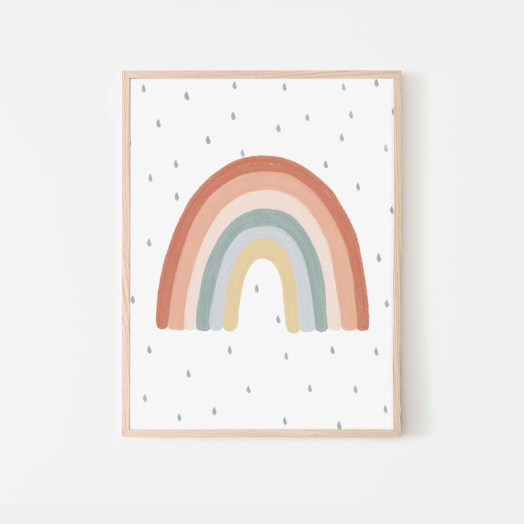 a rainbow print hanging on a wall