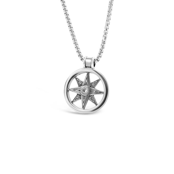 Divine Star of Ishtar Amulet Silver Star Of David Jewelry With Charms, Celestial Style Silver Tarnish-resistant Jewelry, Silver Star Of David Charm Jewelry, Symbolic Round Jewelry With Compass Design, Celestial Silver Jewelry Tarnish Resistant, Silver Celestial Jewelry Tarnish Resistant, Silver Round Pendant With Star Charm, Silver Round Pendant With Star Charm Jewelry, Silver Jewelry With Star Charm On Round Pendant