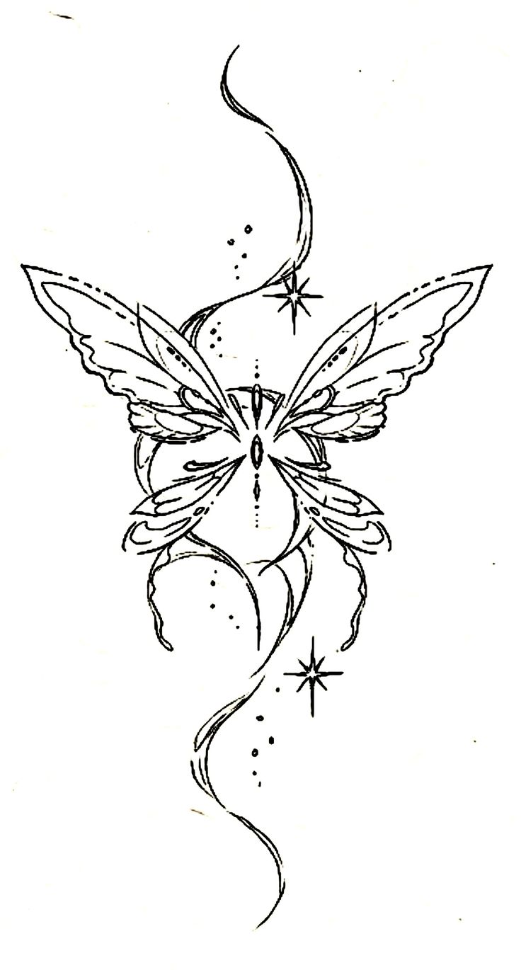 a drawing of a butterfly with stars on it's wings