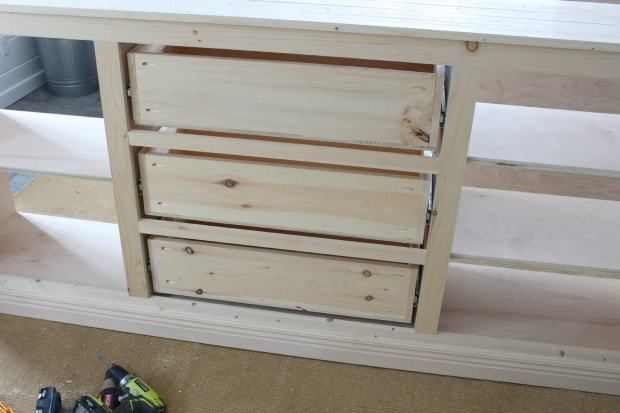 the unfinished drawers are ready to be painted