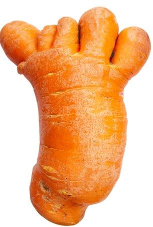 a large carrot shaped like a hand on a white background