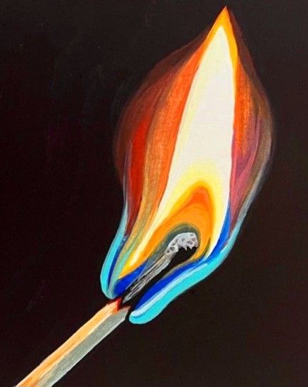 an artistic painting of a match being lit