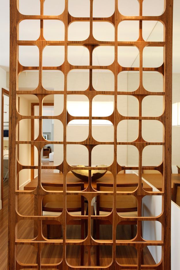 a room divider made out of wooden blocks