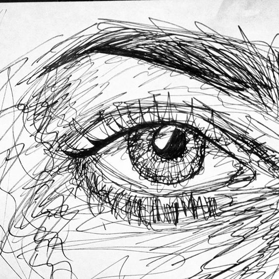 a drawing of an eye is shown in black and white