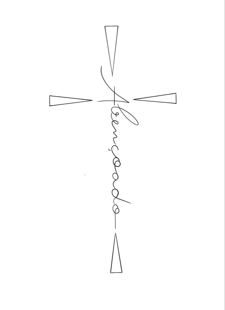 a drawing of a cross with the word jesus on it's side and an arrow drawn