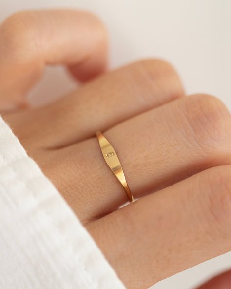 Personalize this tiny signet ring with your initial• 14k gold filled• Band measures about 1.3mm and widest post about 2mm Leave us your initial in the note box while check out* Dainty Rose Gold Initial Ring With Tarnish Resistance, Dainty Rose Gold Initial Ring, Tarnish Resistant, Dainty Rose Gold Initial Ring Tarnish Resistant, Minimalist Initial Rose Gold Ring, Dainty 14k Stamped Signet Ring For Everyday, Dainty Everyday 14k Stamped Signet Ring, Dainty 14k Gold Signet Ring For Everyday, Everyday 14k Rose Gold Initial Ring, Classic Personalized 14k Gold Midi Rings