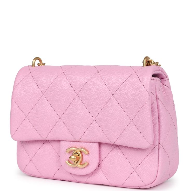 This Mini Sweetheart Crush flap bag is in pink caviar leather with antique gold tone hardware, a front flap with CC turnlock closure, half moon back pocket and an interwoven antique gold tone chain link adjustable crossbody strap with a heart crush stopper.The interior is lined in pink leather and features one zip pocket with logo pull on the rear wall.Collection: 23P (RFID Chip)Origin: ItalyCondition: New and never wornAccompanied by: Chanel box, Chanel dustbag, ribbon, retail UPC, RFID and carebookMeasurements: 7.5" width x 5" height x 2.5" depth; 22.5" strap drop Chanel Box, Chanel Mini, Mini Heart, Fendi Bags, Flap Bag, Pink Leather, Handbag Backpack, Half Moon, Pink Bag