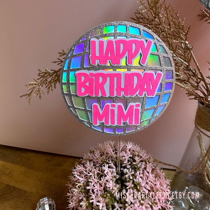 "disco cake topper | add some razzle dazzle to the party table  ★ made from high quality glitter + holographic foil cardstock, 6\" acrylic stick  ★ measurements 5.5\" wide  ★ colors | neon pink or purple (shown) multiple colors to choose from at checkout  ★ due to the resolution of each computer monitor, colors on screen may slightly vary from actual product  ★ need a different color? send a message ★ 5 business days to make item(s) | 1-3 days with rush order | delivery timeframe depends on your choice of shipping method at checkout ★ thank you for visiting & considering my small shop as one to support" Disco Cake Topper, Disco Ball Cake, Disco Ball Decorations, Disco Cake, Cake Centerpieces, Disco Party Decorations, Ball Cake, Holographic Foil, Ball Decorations